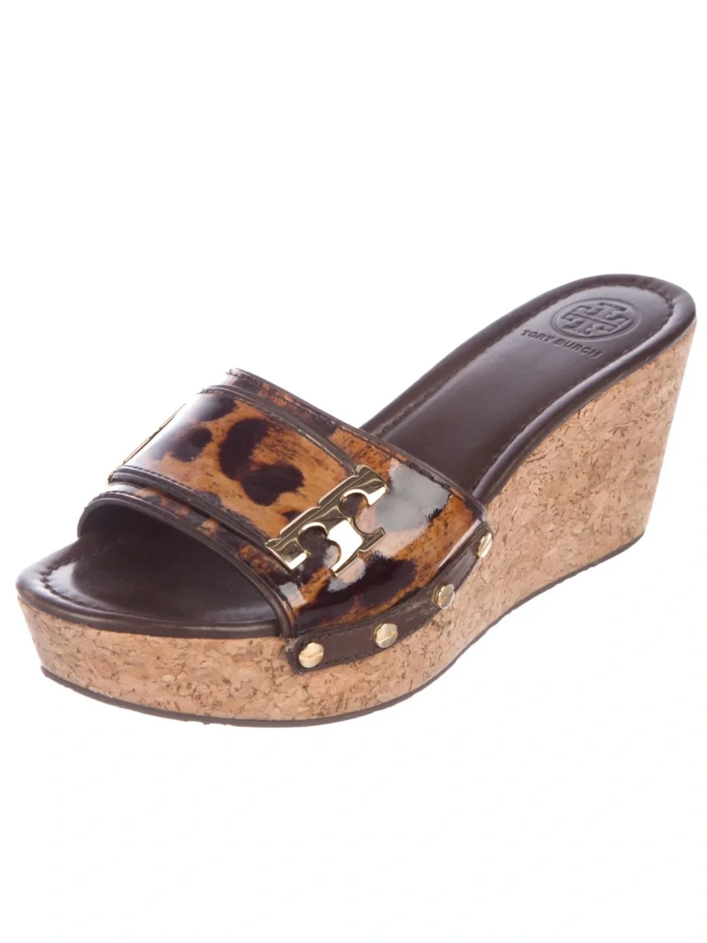 Tory Burch Leopard Pamela Cork Wedge Slide - Picture 1 of 8